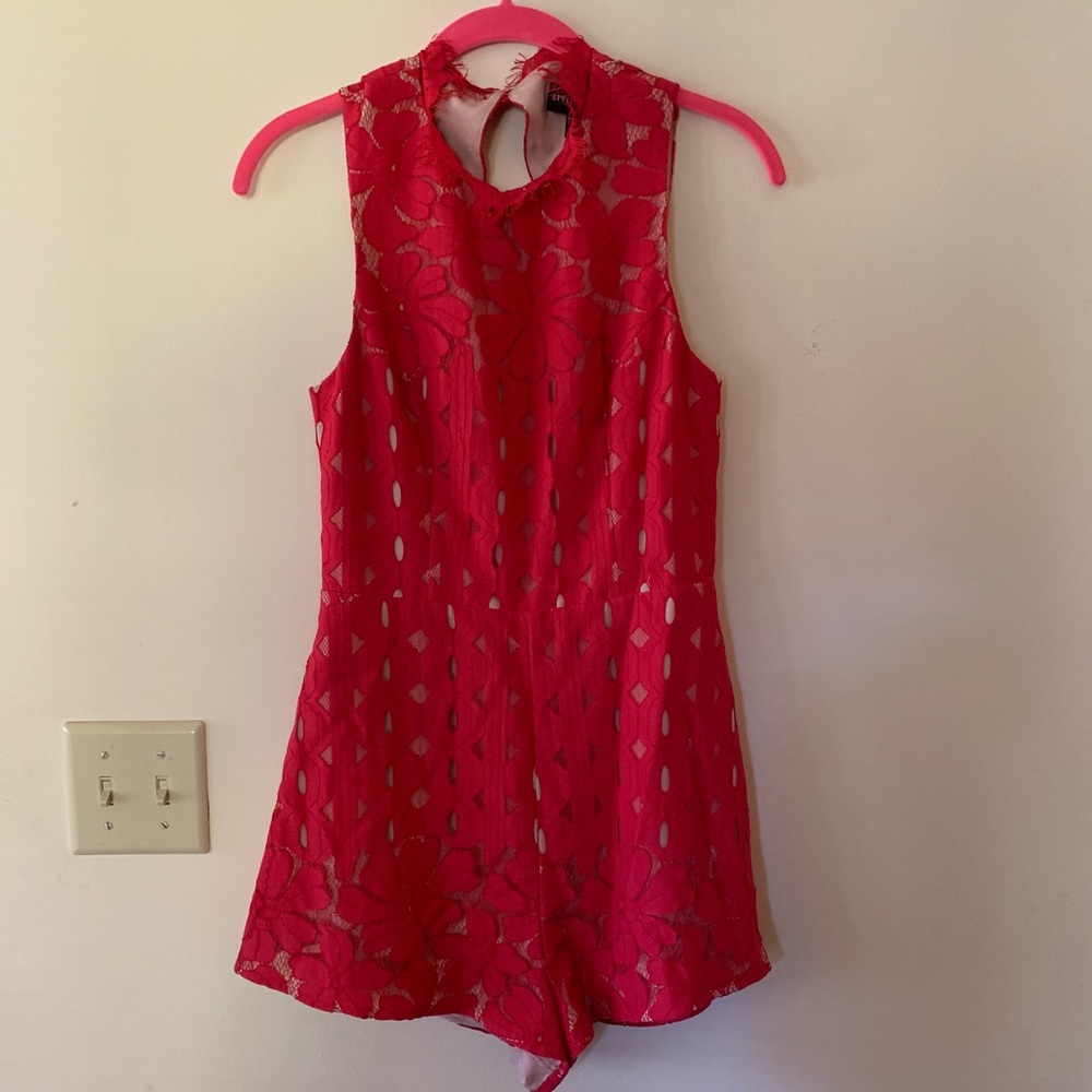 Red Lace Romper